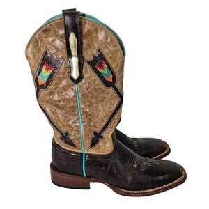 Johnny Ringo Boots Arrow Design Brown Distressed Womens Size 7.5